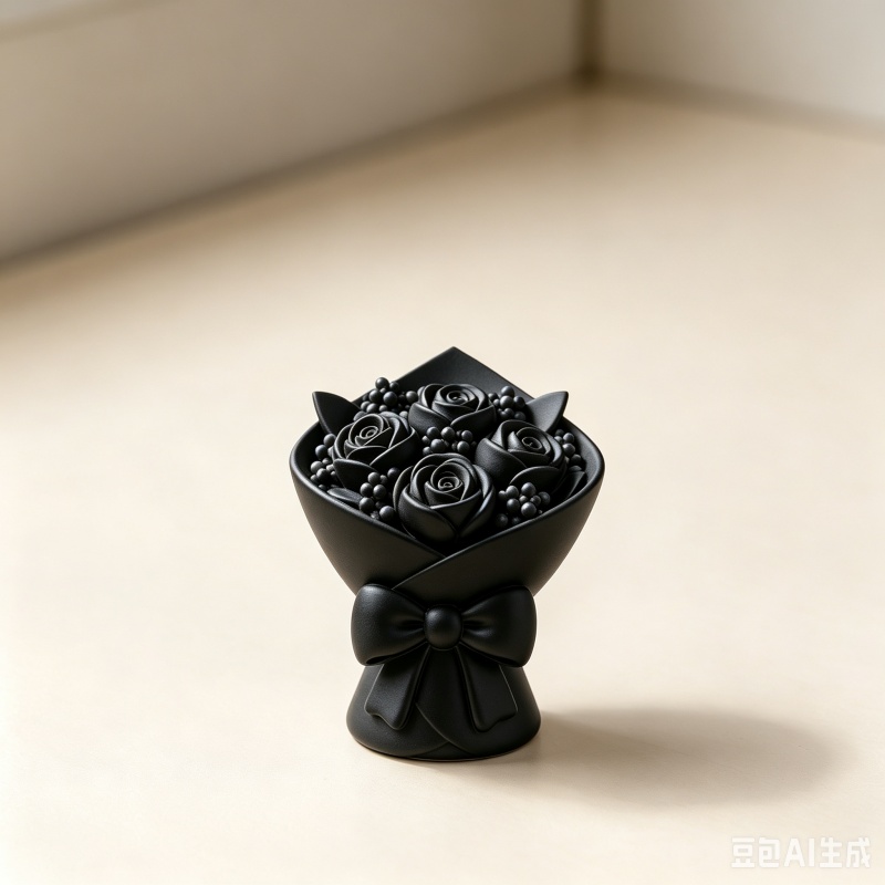3D Printing Room - تمثال باقة ورد أسود ثلاثي الأبعاد