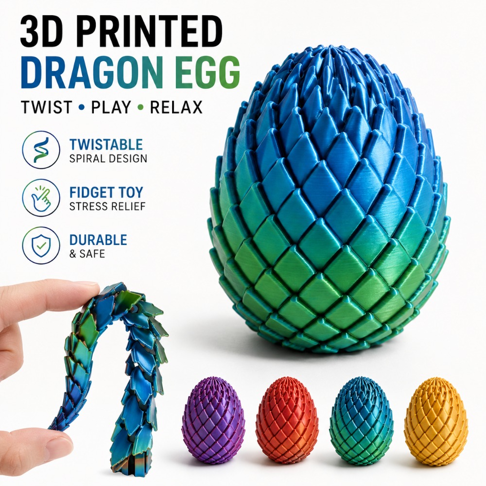 لعبة بيضة التنين الملتوية ثلاث - مراجعة 3D Printing Gif وسعره